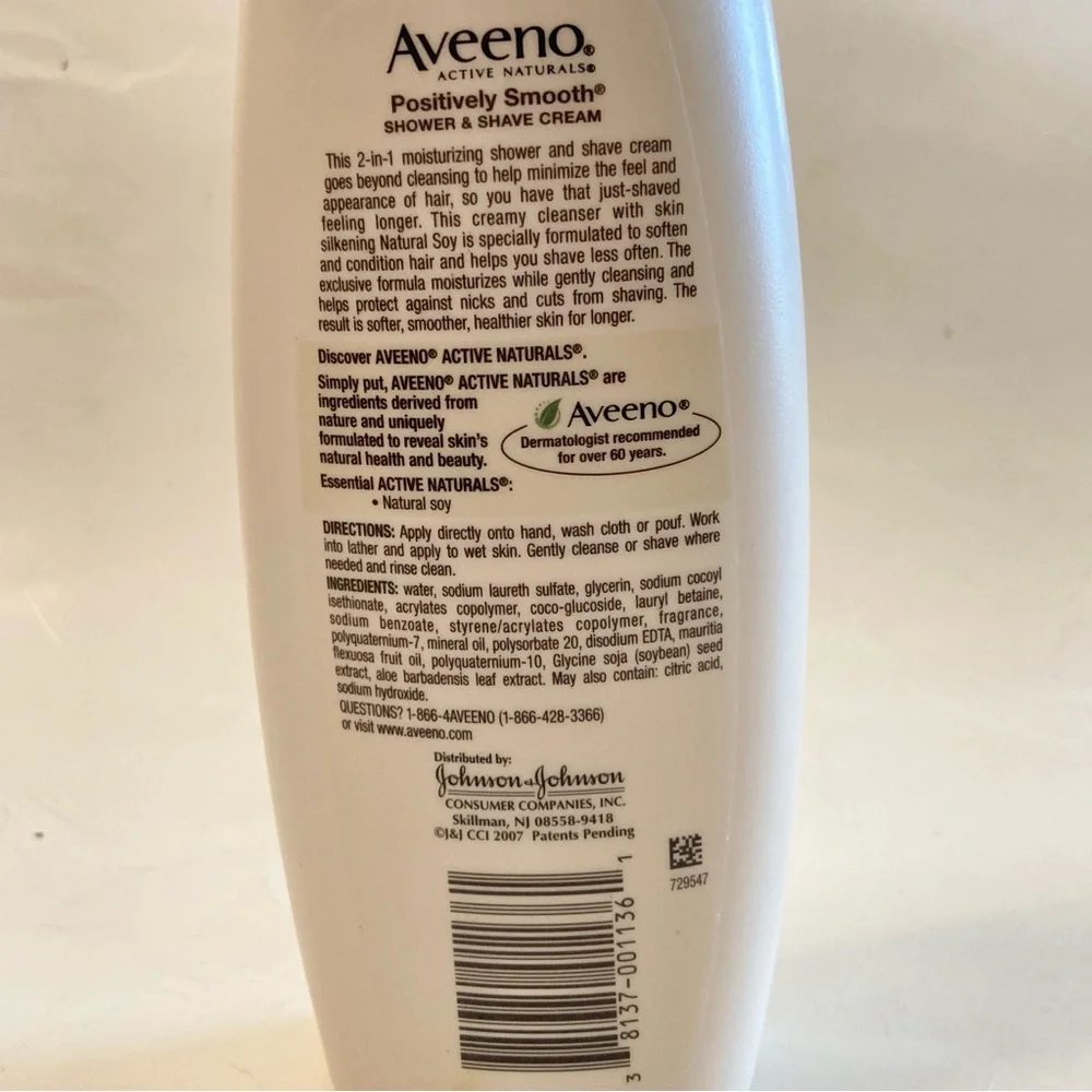 75% full Aveeno Naturals Positively Smooth Shower & Shave Cream 2 in 1 Body Wash